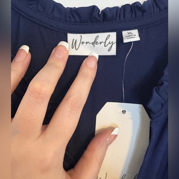 Wonderly Long Sleeve V-neck Navy Blue Knee Length Dress NWT Size XL - Picture 3 of 7